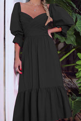 Maxikleid mit Überkragen und Puffärmeln